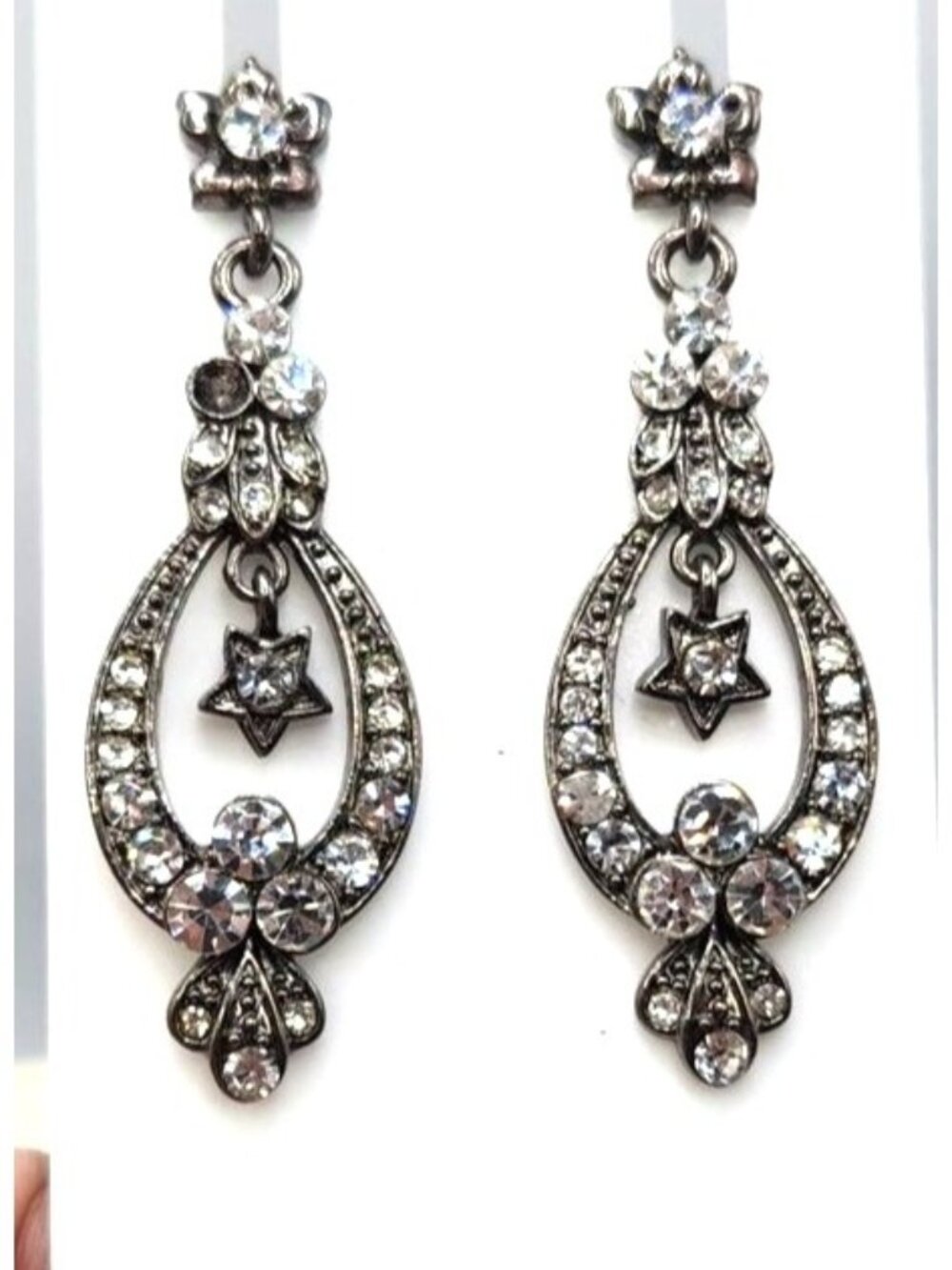 Art Deco Style Crystal Dangle Earrings - 1.5"